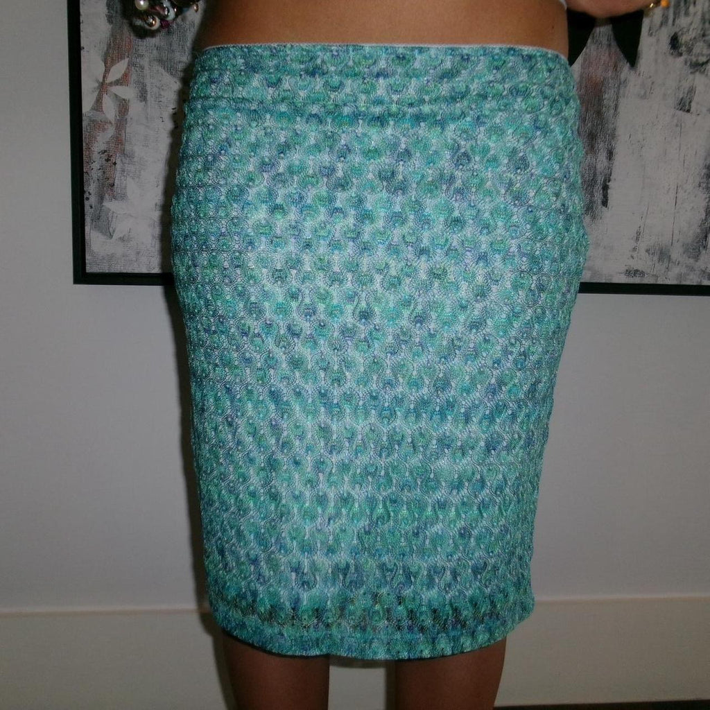 vintage turquoise thread woven midi skirt